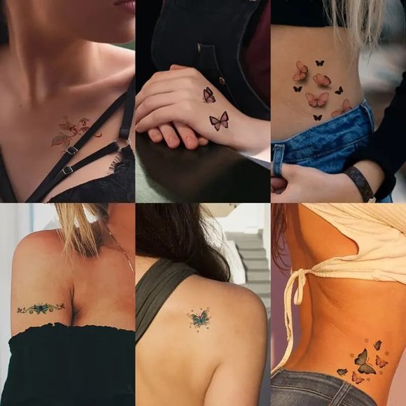 Temporary Tattoos Waterproof Butterfly Floral Art Designs 10 Sheets - Picture 7 of 9